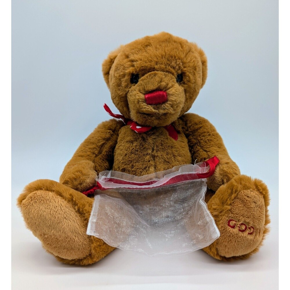 2019 Godiva Chocolates Brown Teddy Bear Plush Valentine's Day Hearts 11"